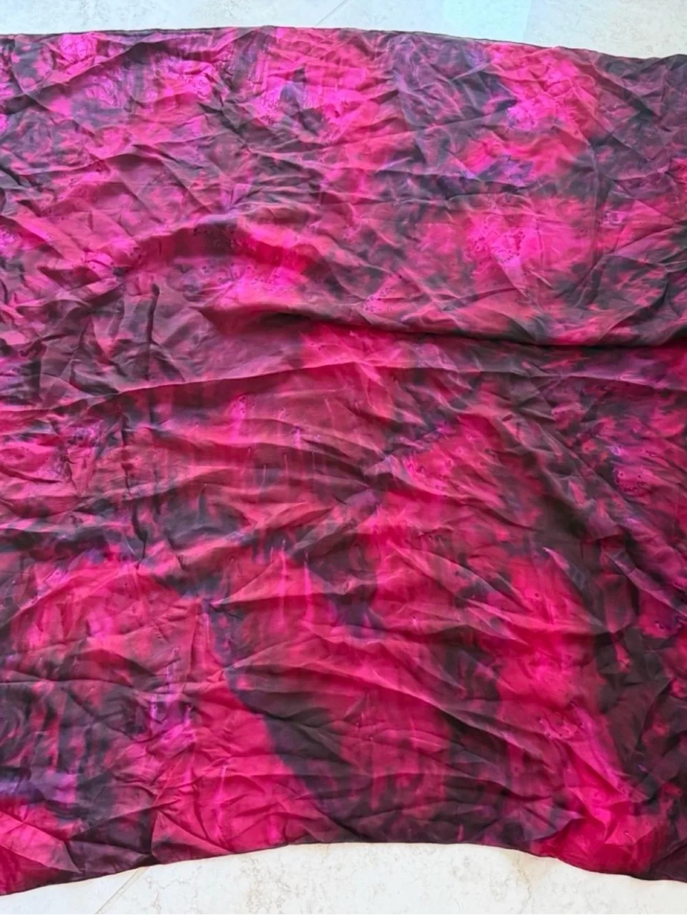 Pink and Black Tie-Dye Silky Scarf Wrap Large